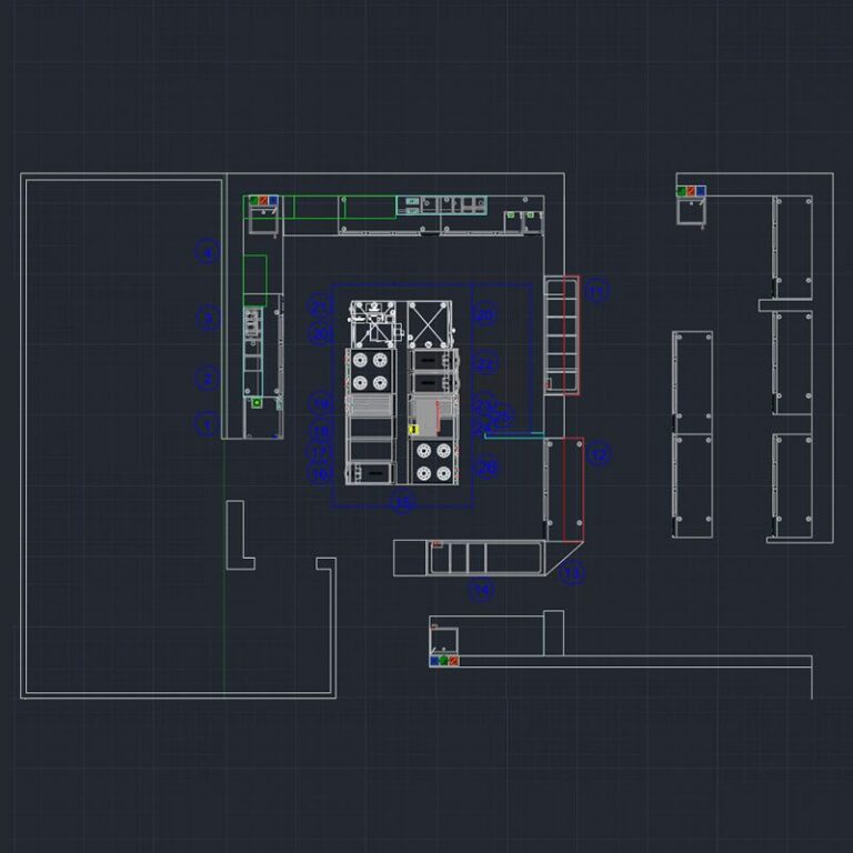 Autocad professional kitchen drawing example