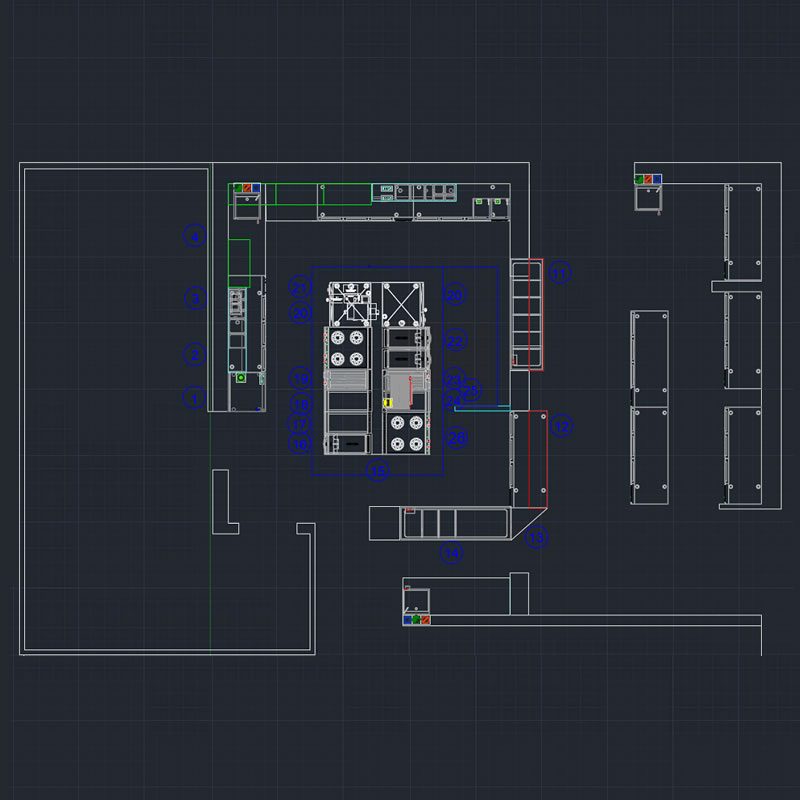 Autocad professional kitchen drawing example