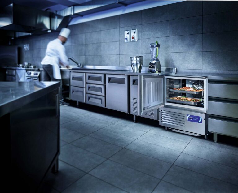 Commercial kitchen containing different catering appliances
