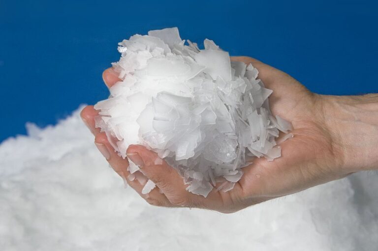 Flake ice in a persons hand