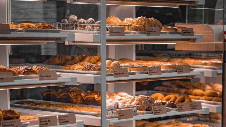 Pastry's in food display cases